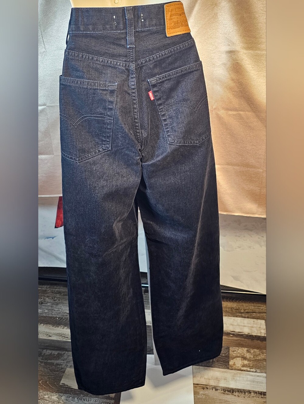 Levi’s Premium Baggy Dad Flocked Velvet Jeans Black 30x32 NWT